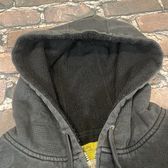 Vintage Y2K Volcom Full Zip Hoodie Men’s Medium Gray AOP Sherpa Lined Skater - Picture 10 of 15